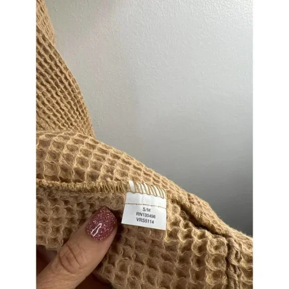 Coyuchi Unisex Organic Cotton Airy Waffle Weave Robe Women's Brown Size: S/M NWT - Picture 7 of 9